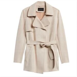 NWOT Banana Republic Short Tie Waist Vegan Suede Trench Coat Sz XL